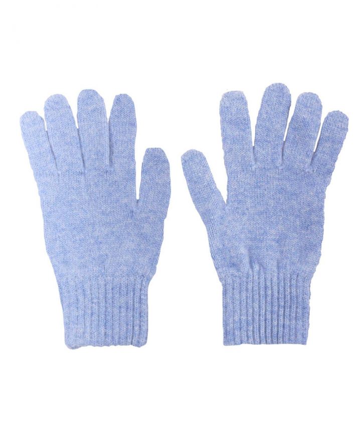 Fijn gebreide lichtblauwe 100% kasjmier handschoenen