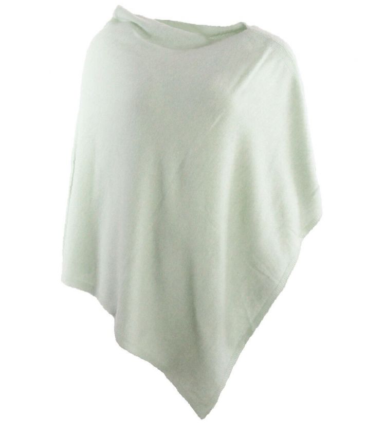 Kasjmier-blend poncho met kleurverloop in bleekgroen