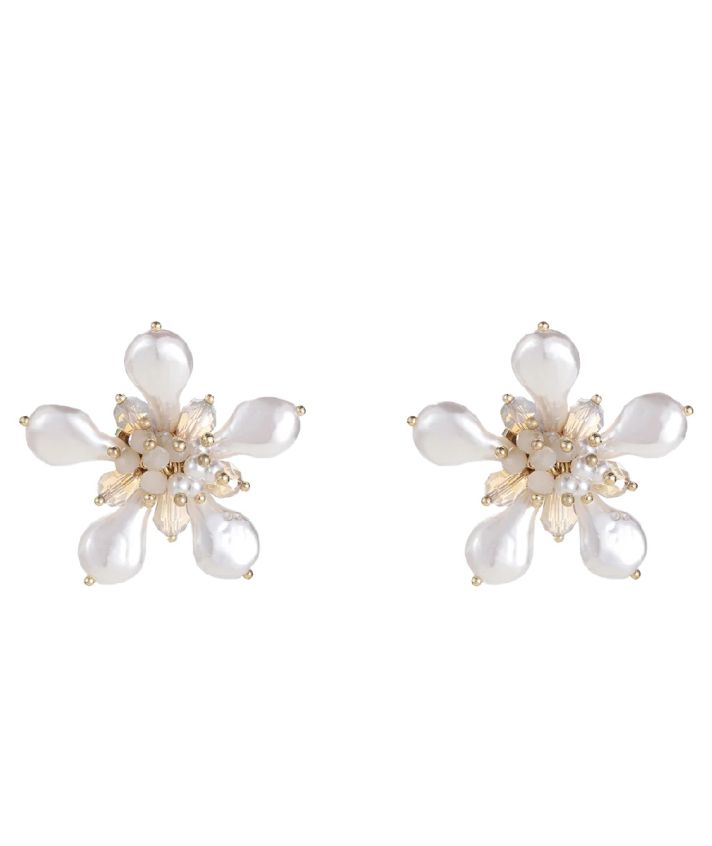 Bloemenparel oorbellen met gouden details