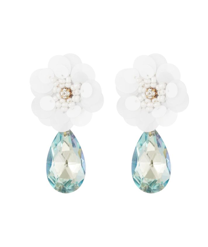 Bloemen oorhangers met strass