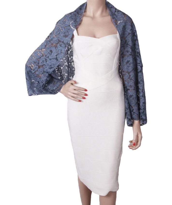 Denimblauwe kanten bolero stola