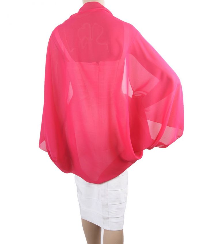 Bolero stola in hardroze van crêpe voile