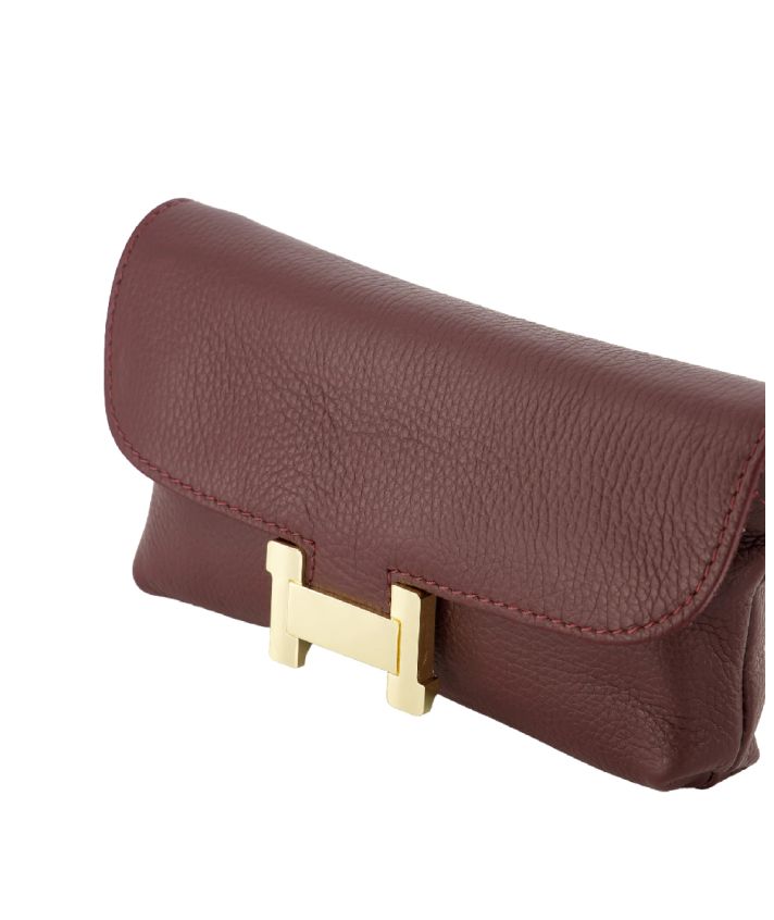Helene lederen clutch in bordeauxrood