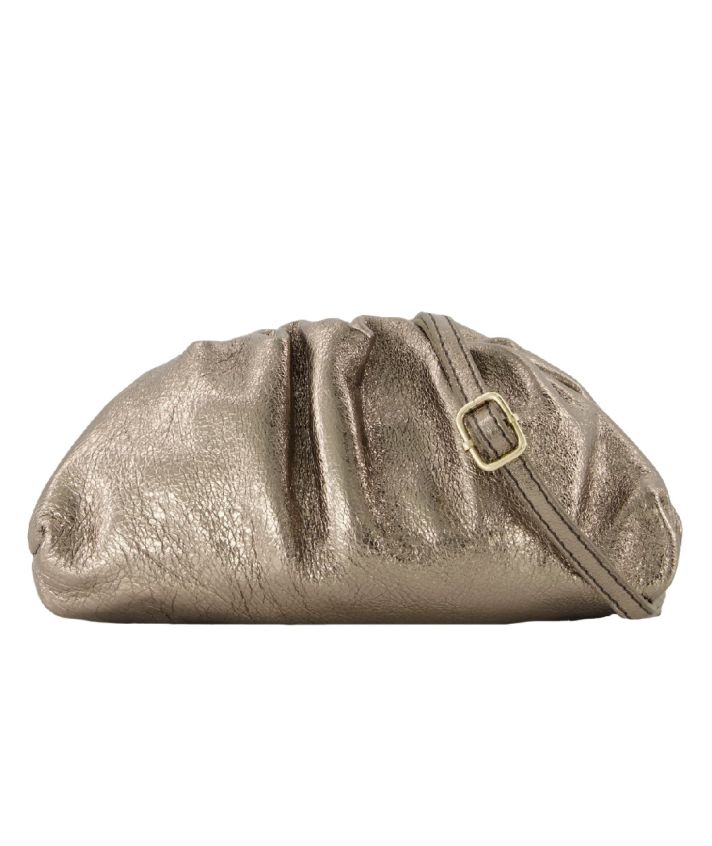 Metallic leren clutch in brons