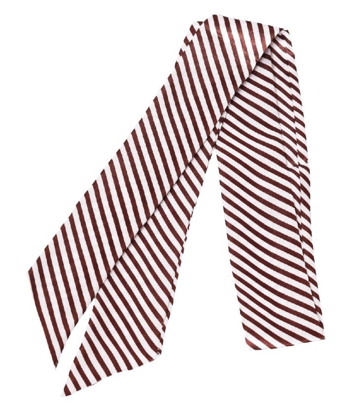 Bruin-wit gestreept satijnen sjaaltje