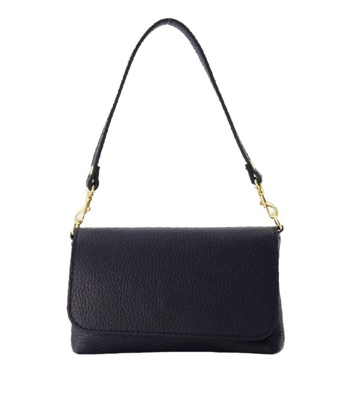 Donkerblauwe lederen clutch