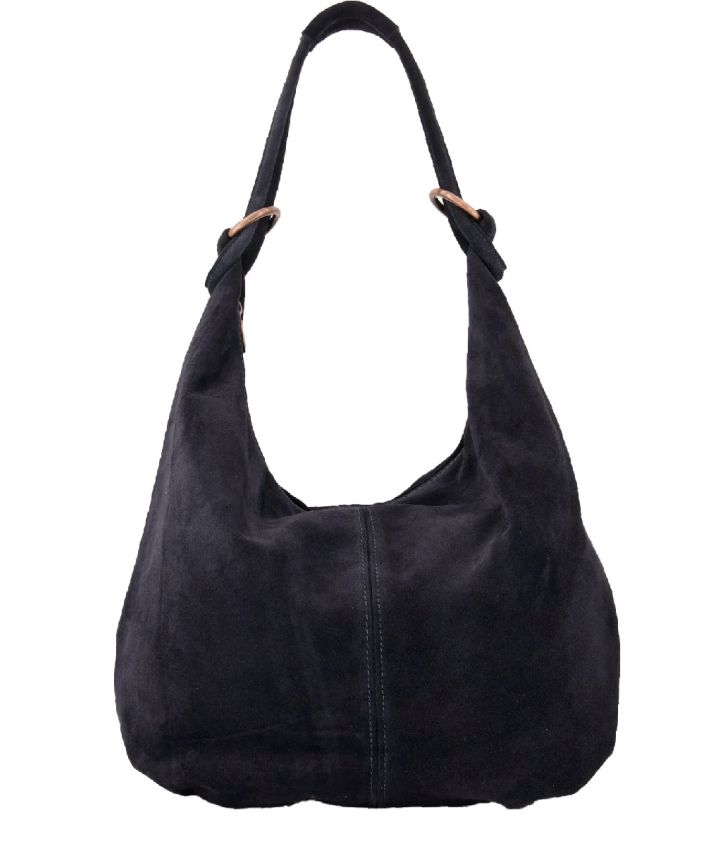Suède shopper tas in donkerblauw