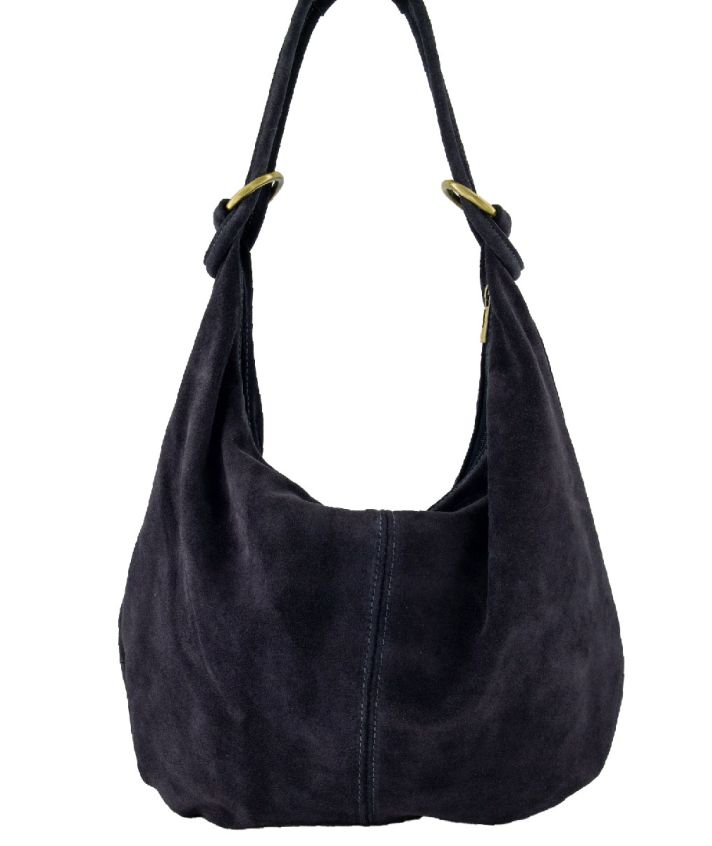 Suède shopper tas in donkerblauw