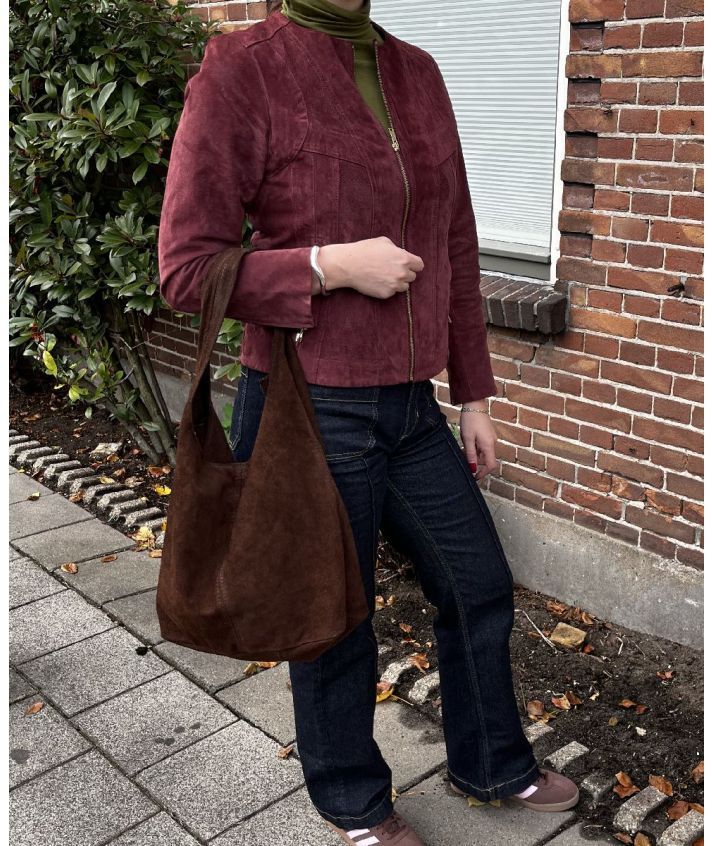 Burgundy rode shopper met rits