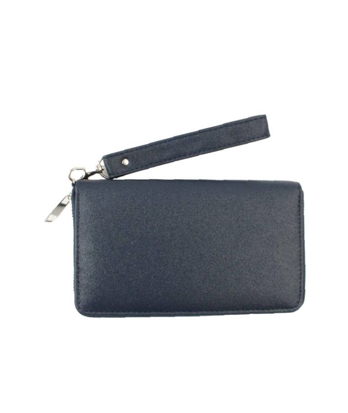 Donkerblauwe zip-around portemonnee