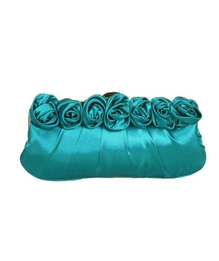 Emerald satijnen avondtasje met strass sluiting