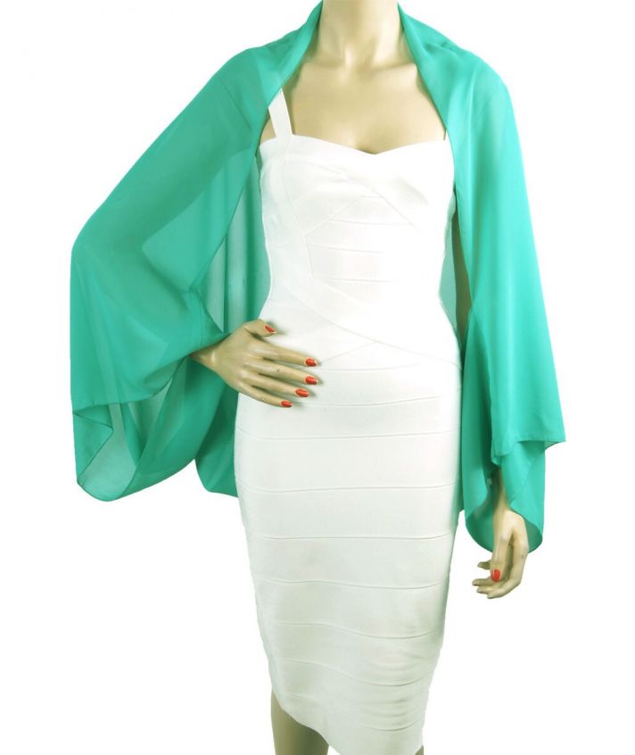 Bolero stola van esmerald groene crêpe voile