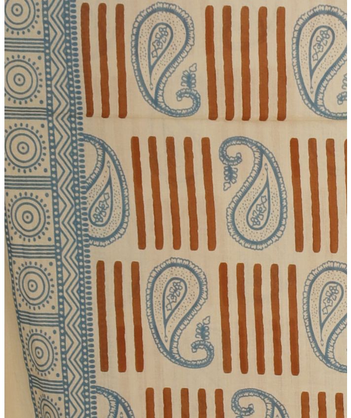 Zandkleurige sarong met bruine paisleyprint