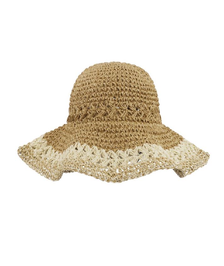 Gehaakt strohoedje in camel