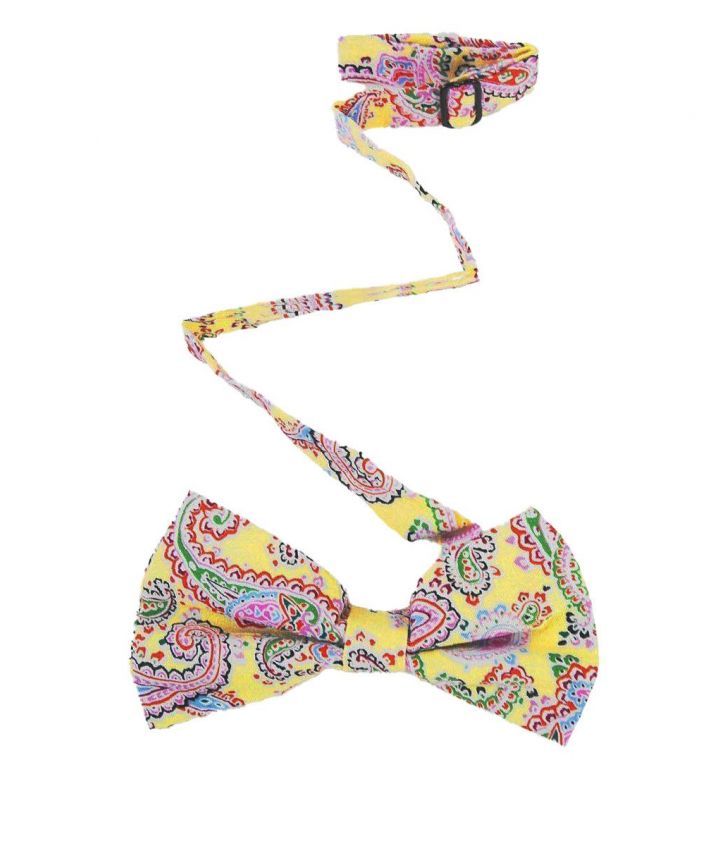 Gele vlinderstrik met paisley design