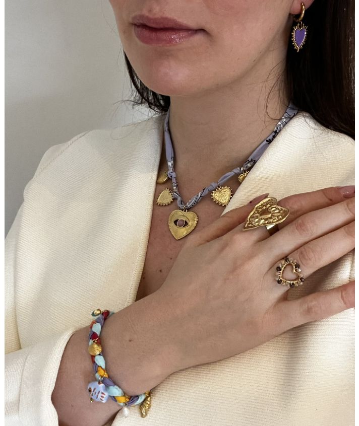 Gevlochten armband met bedels