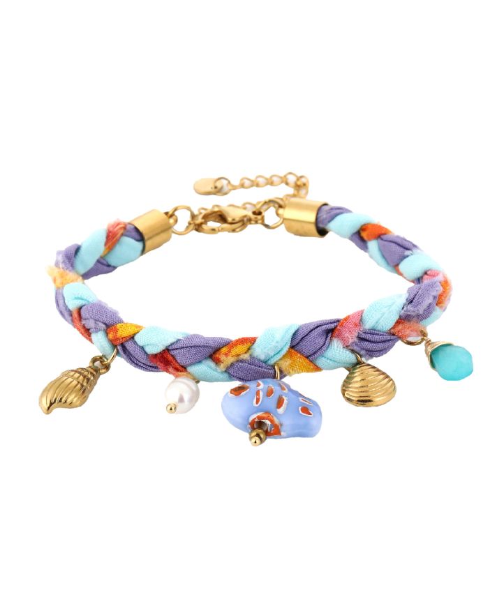 Gevlochten armband met bedels