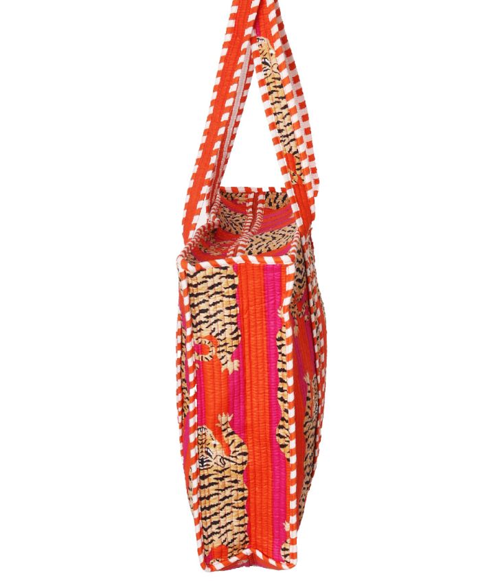 Gewatteerde schoudertas/shopper met tijgerprint
