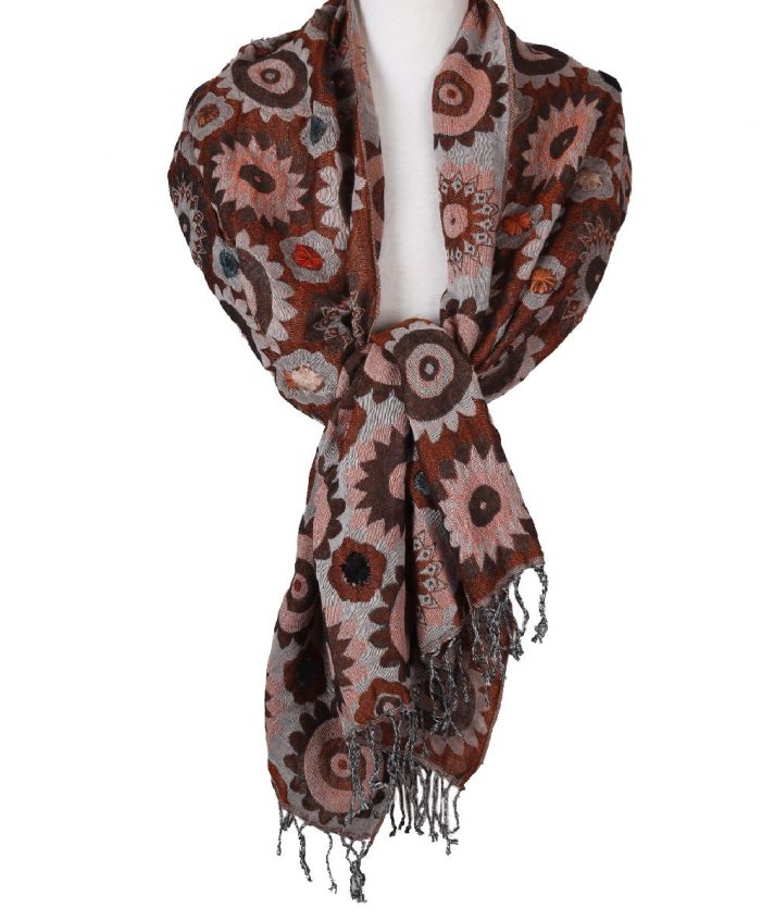 Geweven wollen sjaal / omslagdoek in roest-oranje