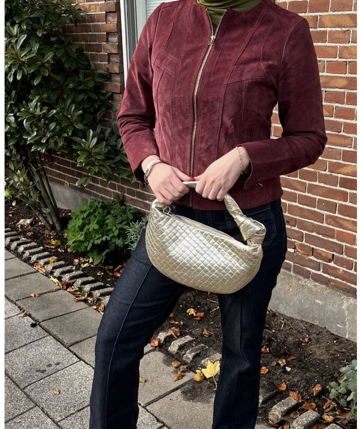 Clara leder gevlochten handtas in goud