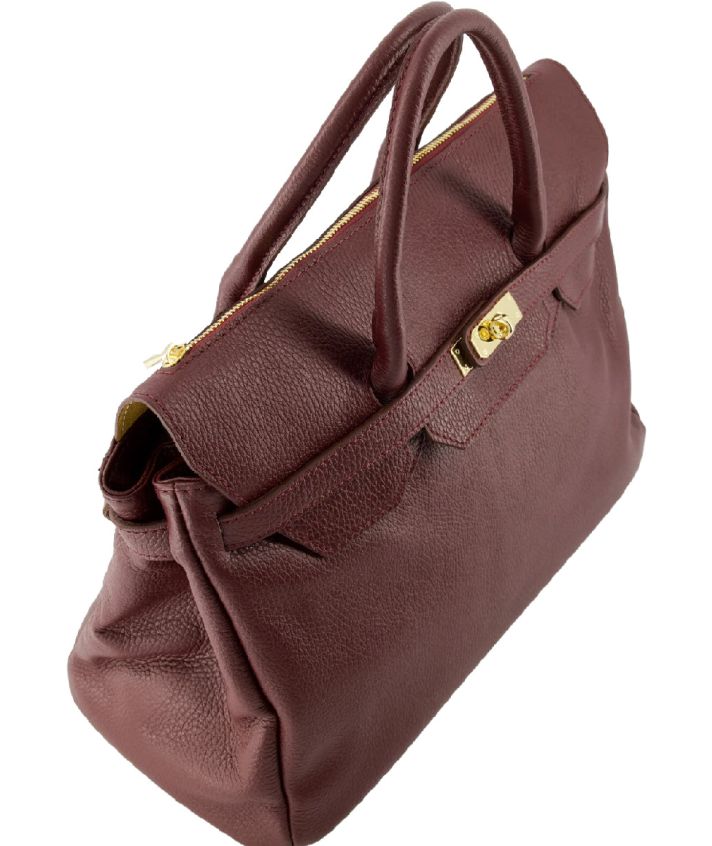 Yara large lederen handtas – Bordeaux