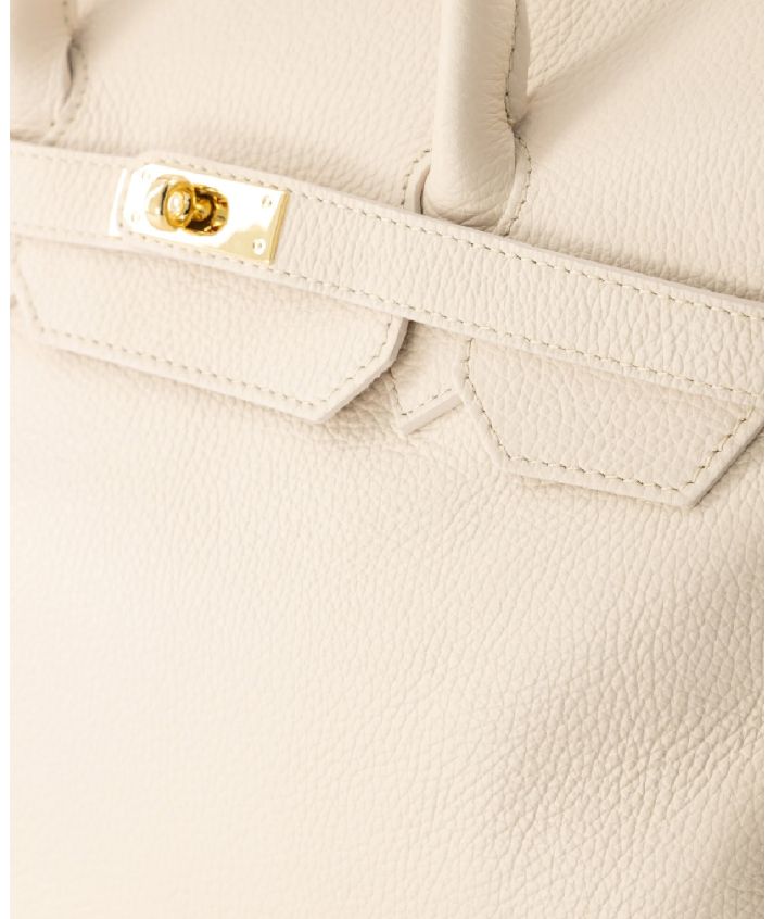 Yara large lederen handtas – Lichtbeige
