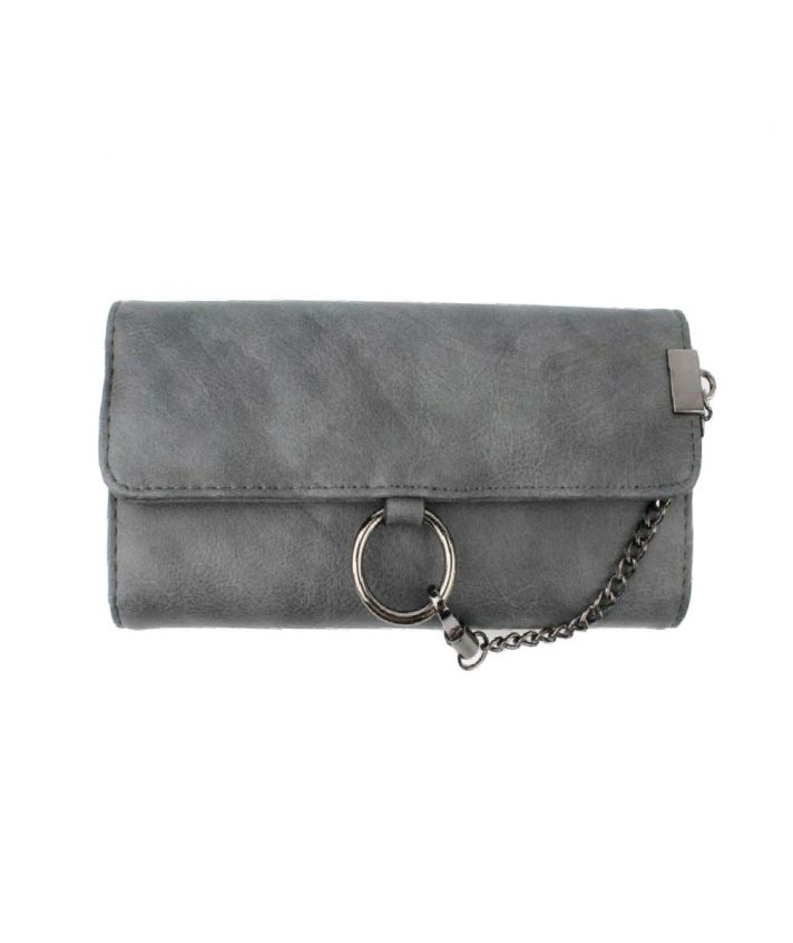 Grijze boff portemonnee met metallic ketting