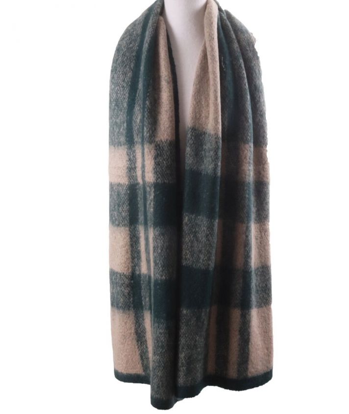 Zachte XL-sjaal met geweven ruiten in groen