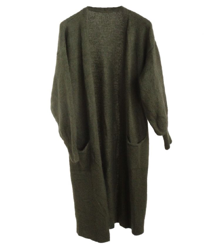 Lange mohair-blend vest in de kleur legergroen