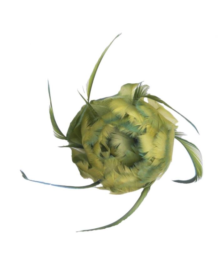 Groene veren bloemcorsage
