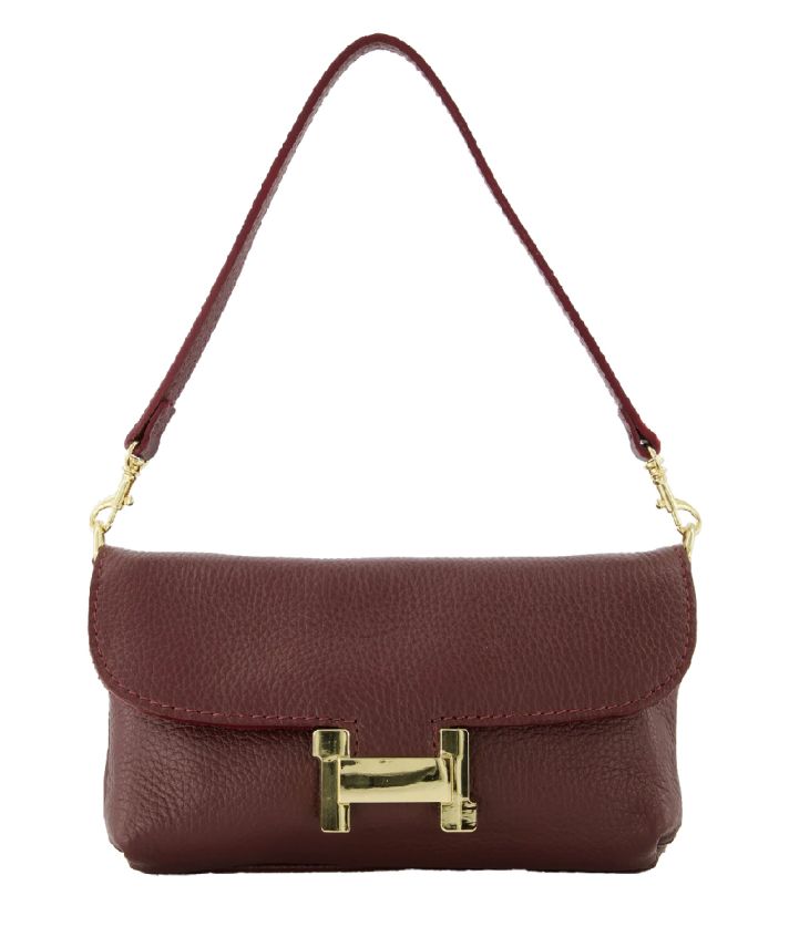 Helene lederen clutch in bordeauxrood