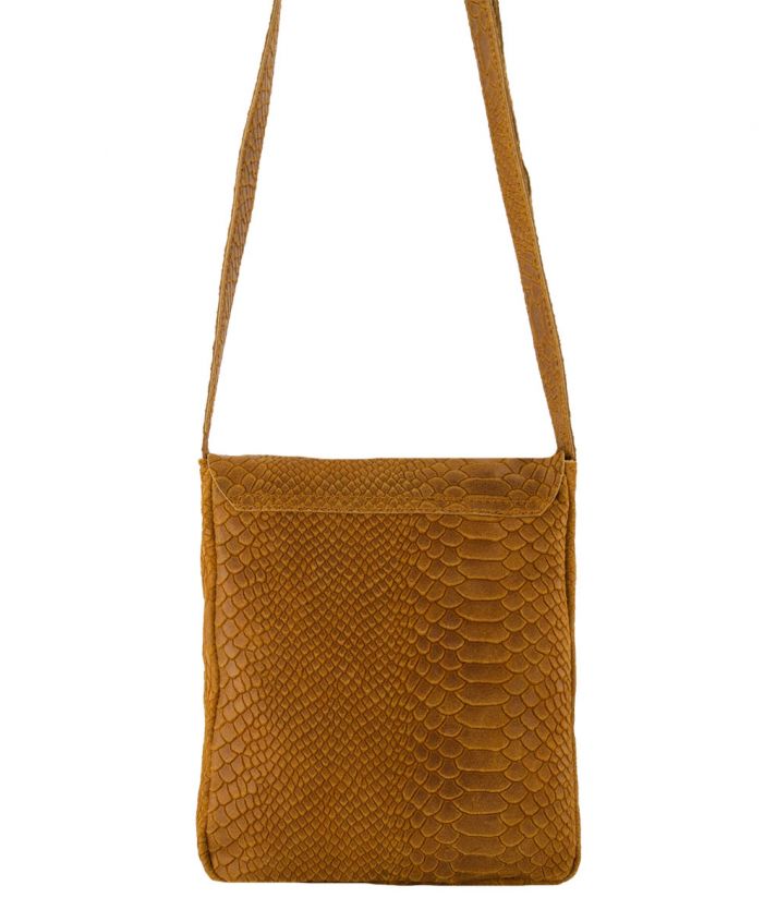 Hailey croco schoudertas in cognac bruin