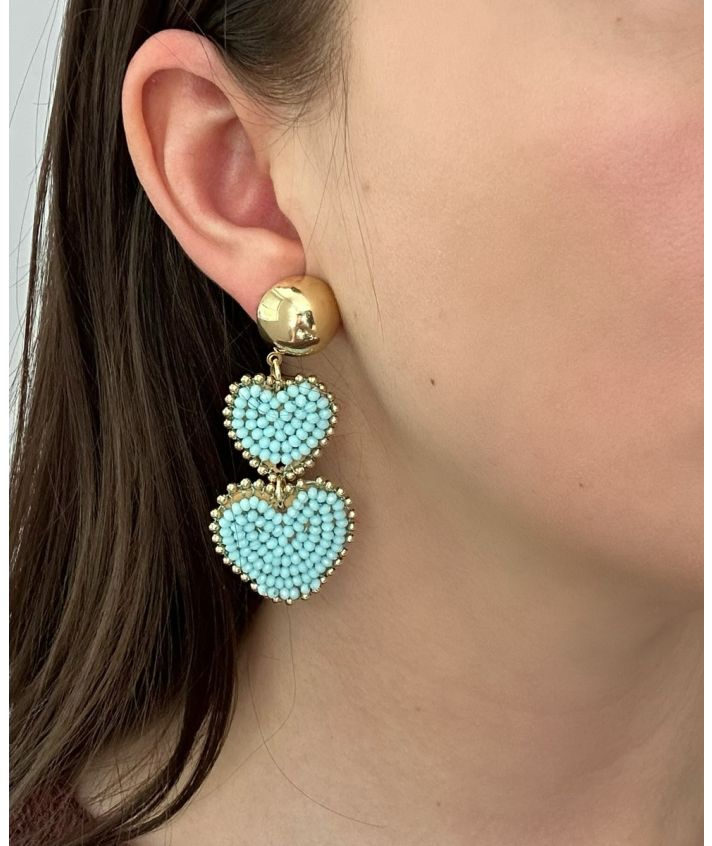Oorbellen met hartjeshanger in turquoise