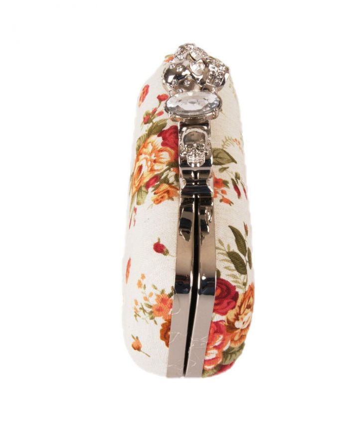 Designer inspired clutch in off-white met rozenprint