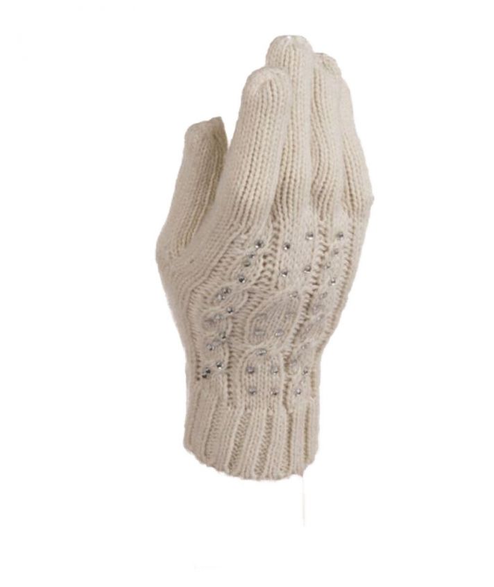 Ecru handschoenen met strass-steentjes