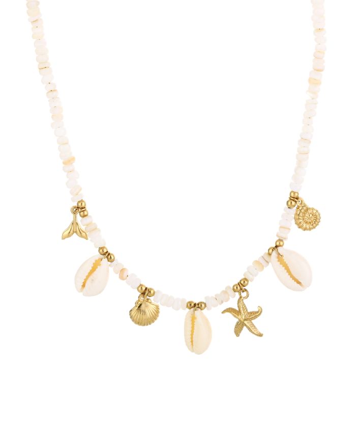 Steentjes ketting met zeester en schelpjes
