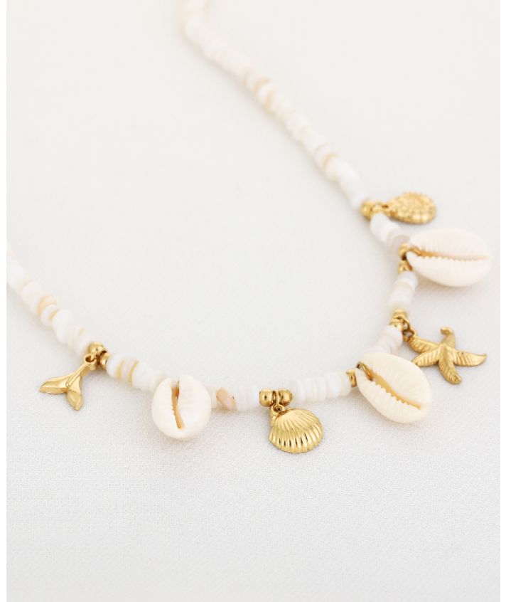 Steentjes ketting met zeester en schelpjes