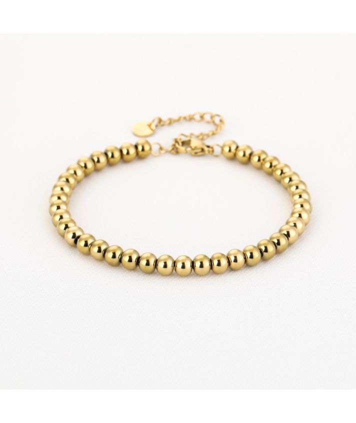 Lauri – Goudkleurige RVS bolletjes armband