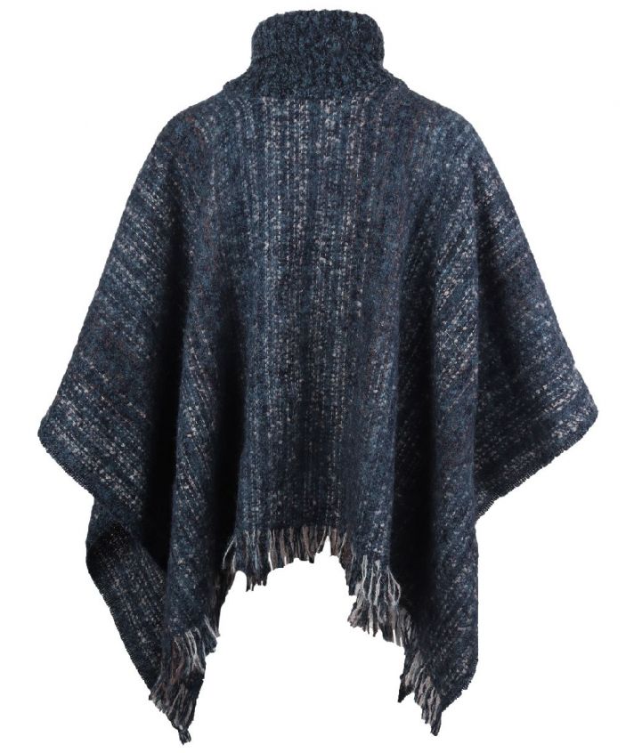 Jeansblauwe poncho met kol