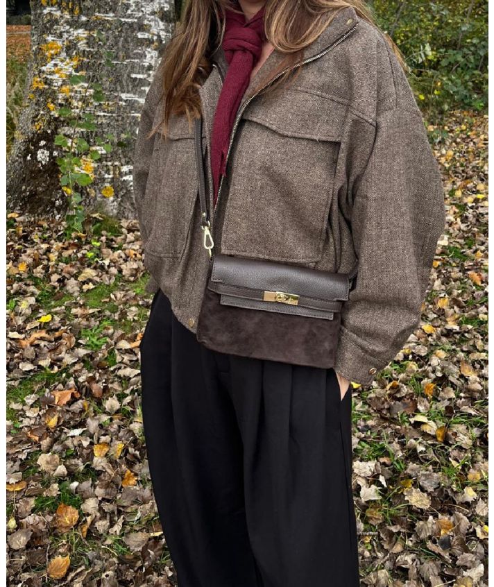 Jolie clutch in suede & leer 