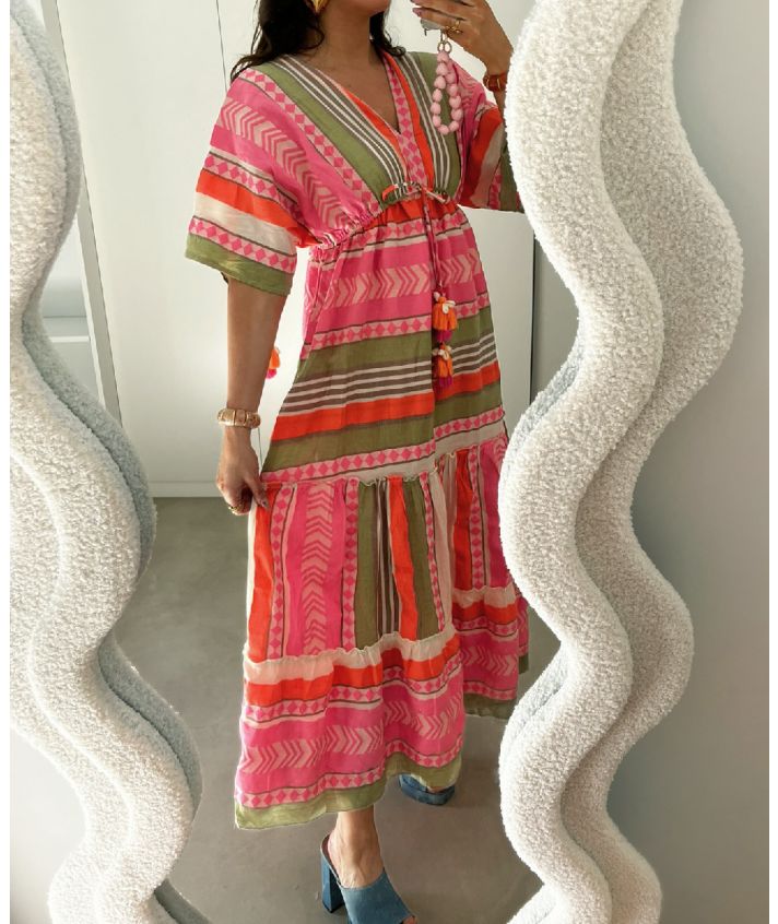 Maxi-jurk met aztekenpatroon
