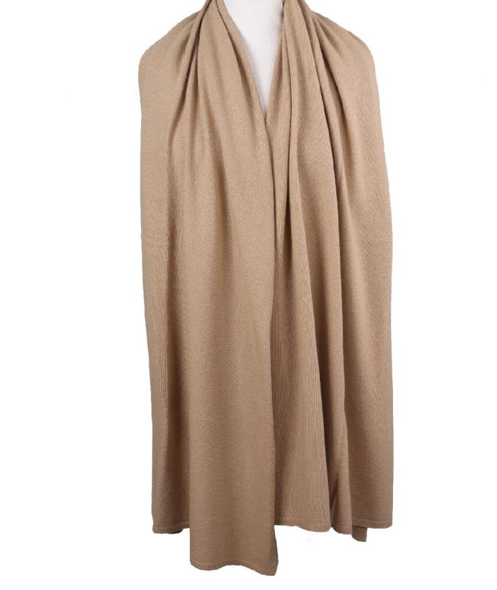 Kasjmier-blend sjaal/omslagdoek in camel