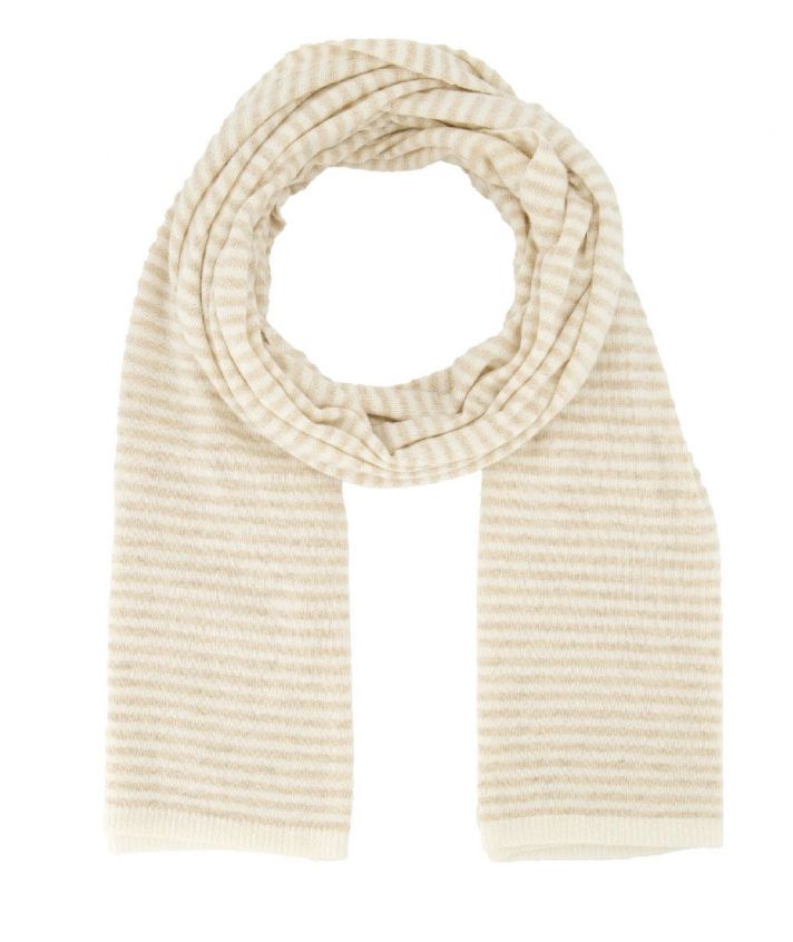 Kasjmier-mix sjaal met lichtbeige strepen
