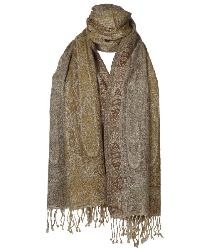 Kasjmier pashmina sjaal met geweven paisley