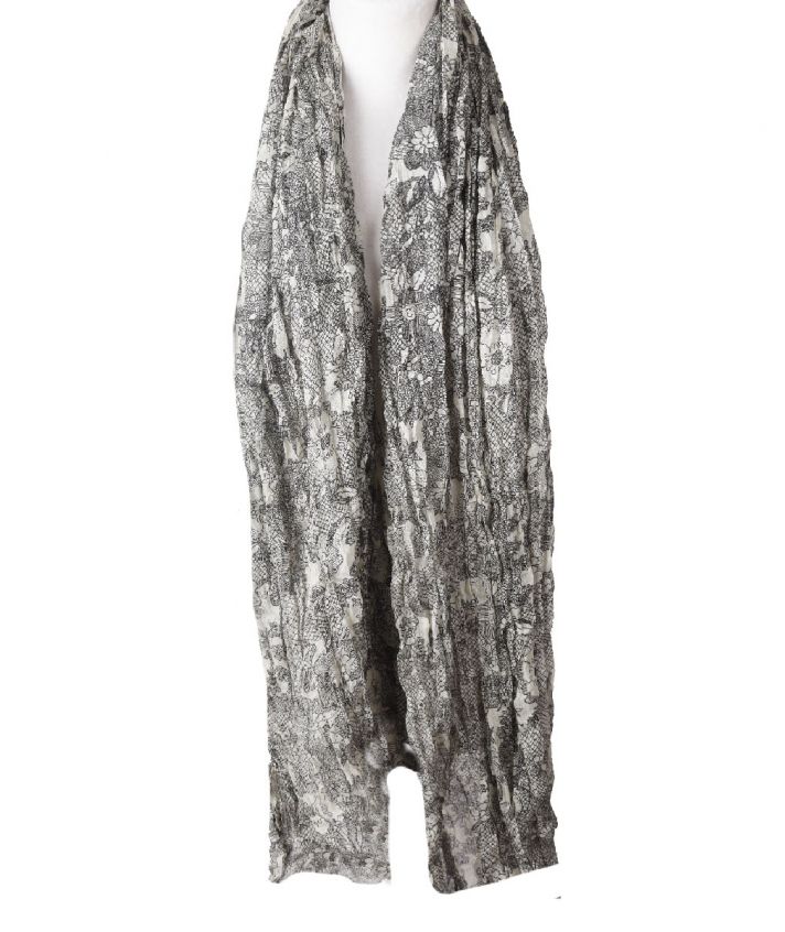 Katoenen ivoorkleurige sjaal met floral print