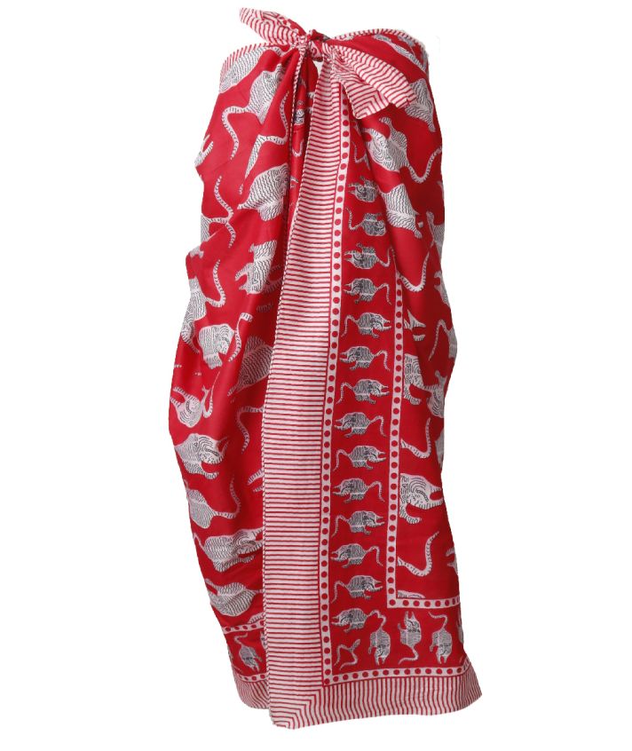 Sarong in rood met tijgerprint