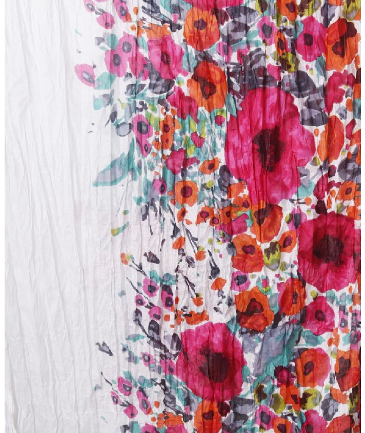 Katoenen witte sjaal met bloemenprint