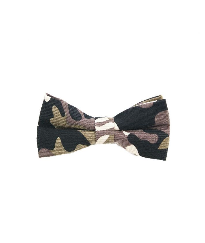 Katoenen vlinderstrik met camouflage print