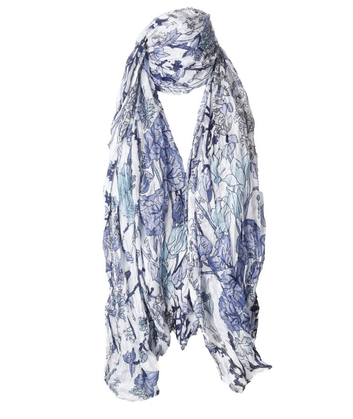 Katoenen witte sjaal met floral print