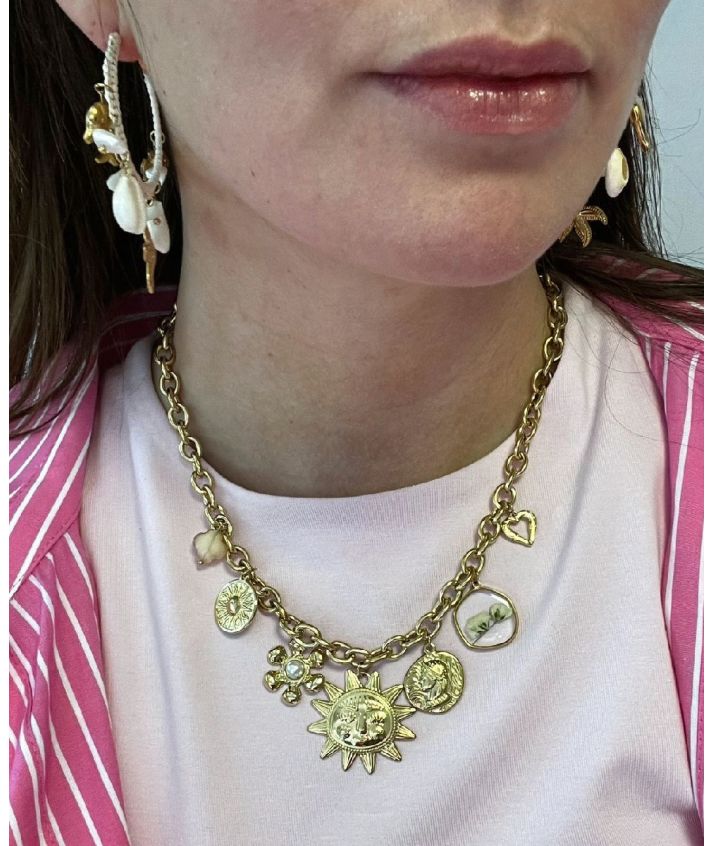 Goudkleurige ketting met zonnige bedels
